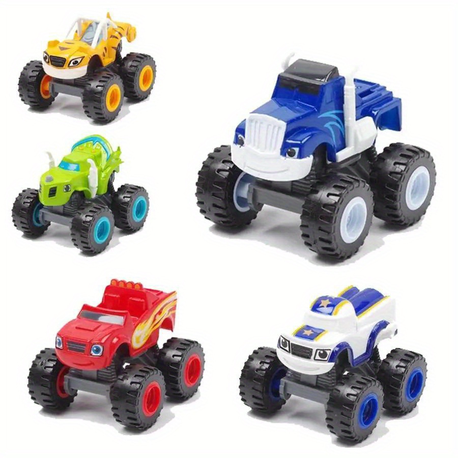 6Pcs Set Children Cartoon Machines Blaze Model Russian Classic Vehicles  Toys Monster Truck Racer Figure Kids Game Cars Gifts