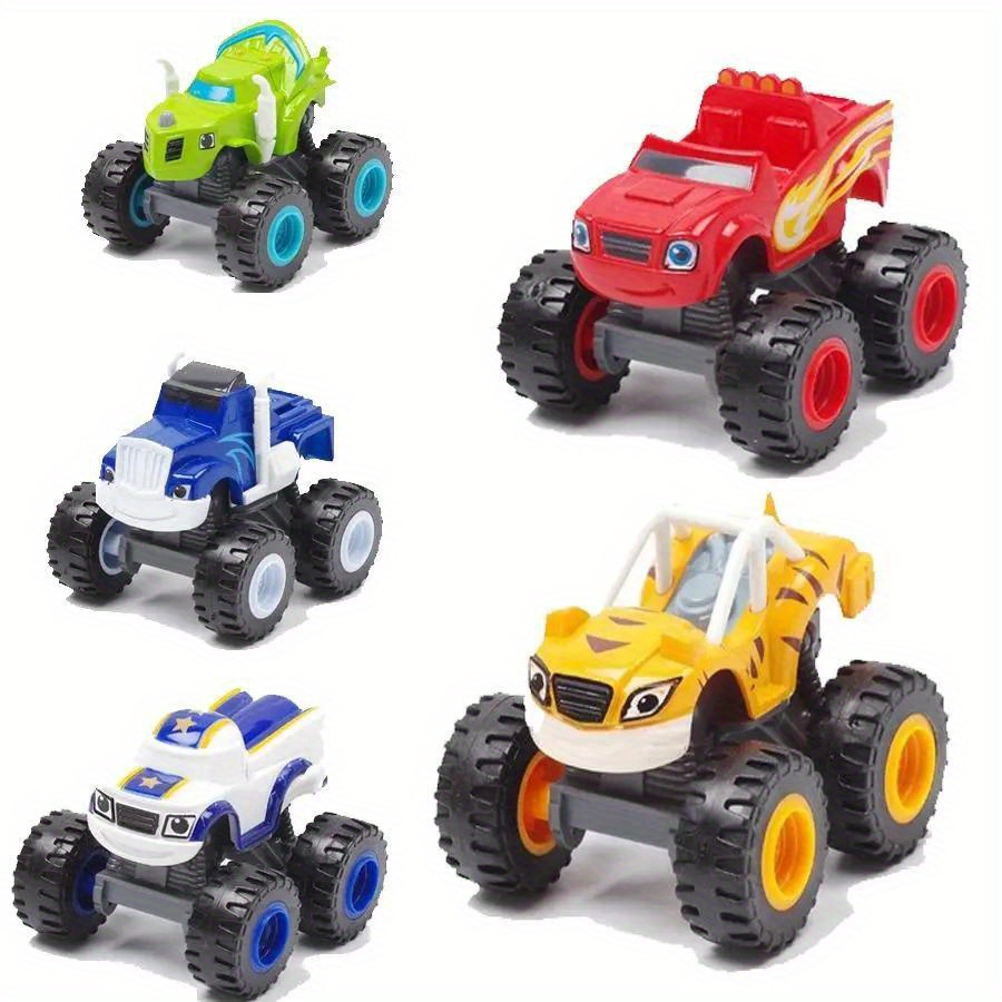 6Pcs Set Children Cartoon Machines Blaze Model Russian Classic Vehicles  Toys Monster Truck Racer Figure Kids Game Cars Gifts