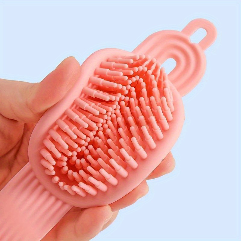 Bath Brush Double Sided Soft Bristles Shower Brush Hanging Hole 2-in-1  Handheld Shampoo Brush