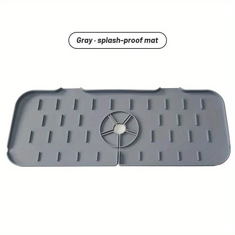 1pc Silicone Drain Mat, Deep Grey