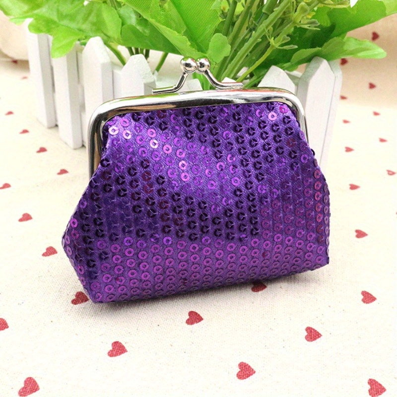 Portamoneta con Paillettes Reversibile Mini Portamonete Glitterato Piccola  Portafoglio Borsetta con Fibbia Pochette per Regalo di Compleanno per Donna