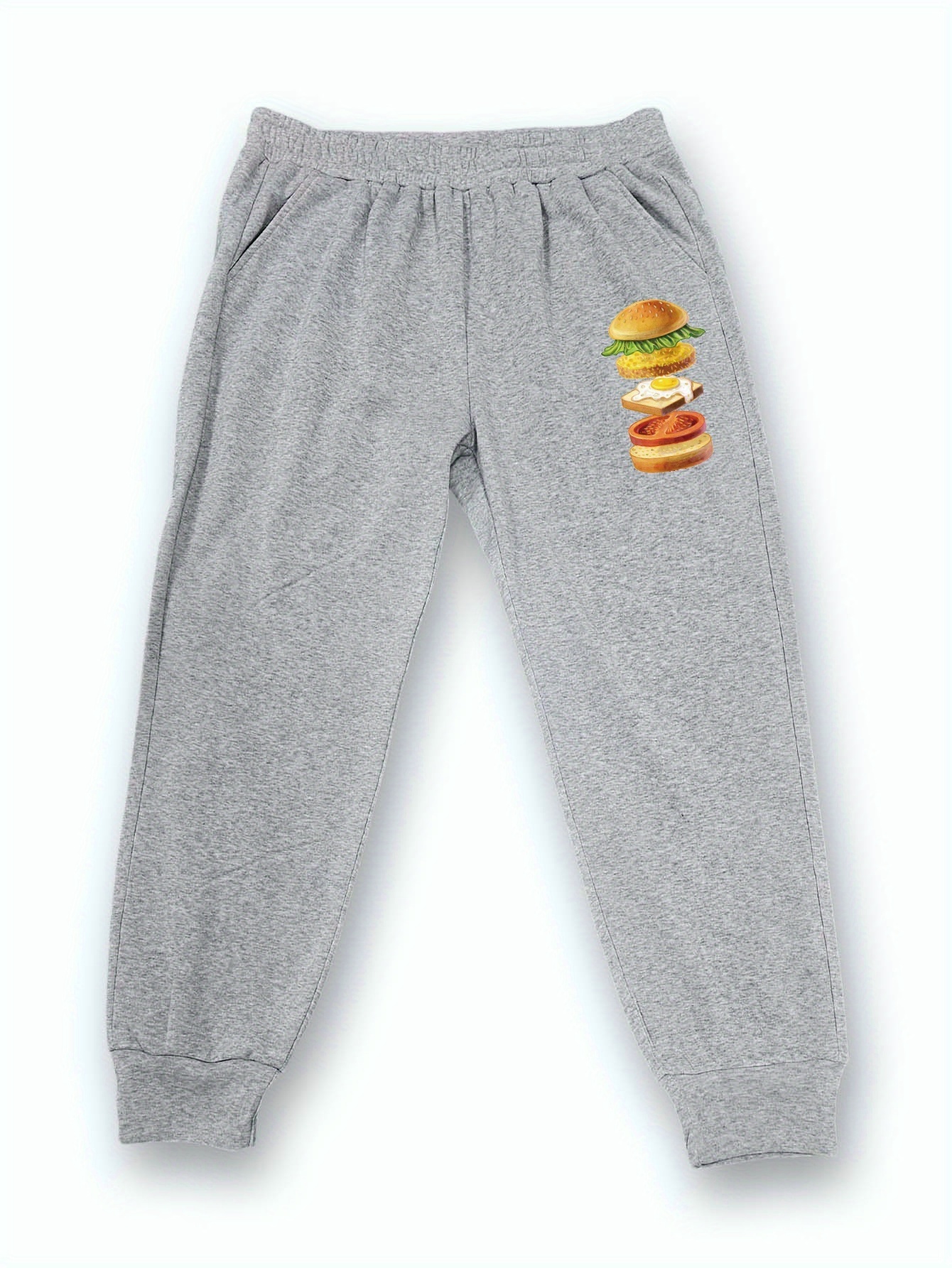 Hamburger Print Pajama Set, Short Sleeve Crew Neck Top & Elastic Waistband  Pants, Women's Sleepwear & Loungewear