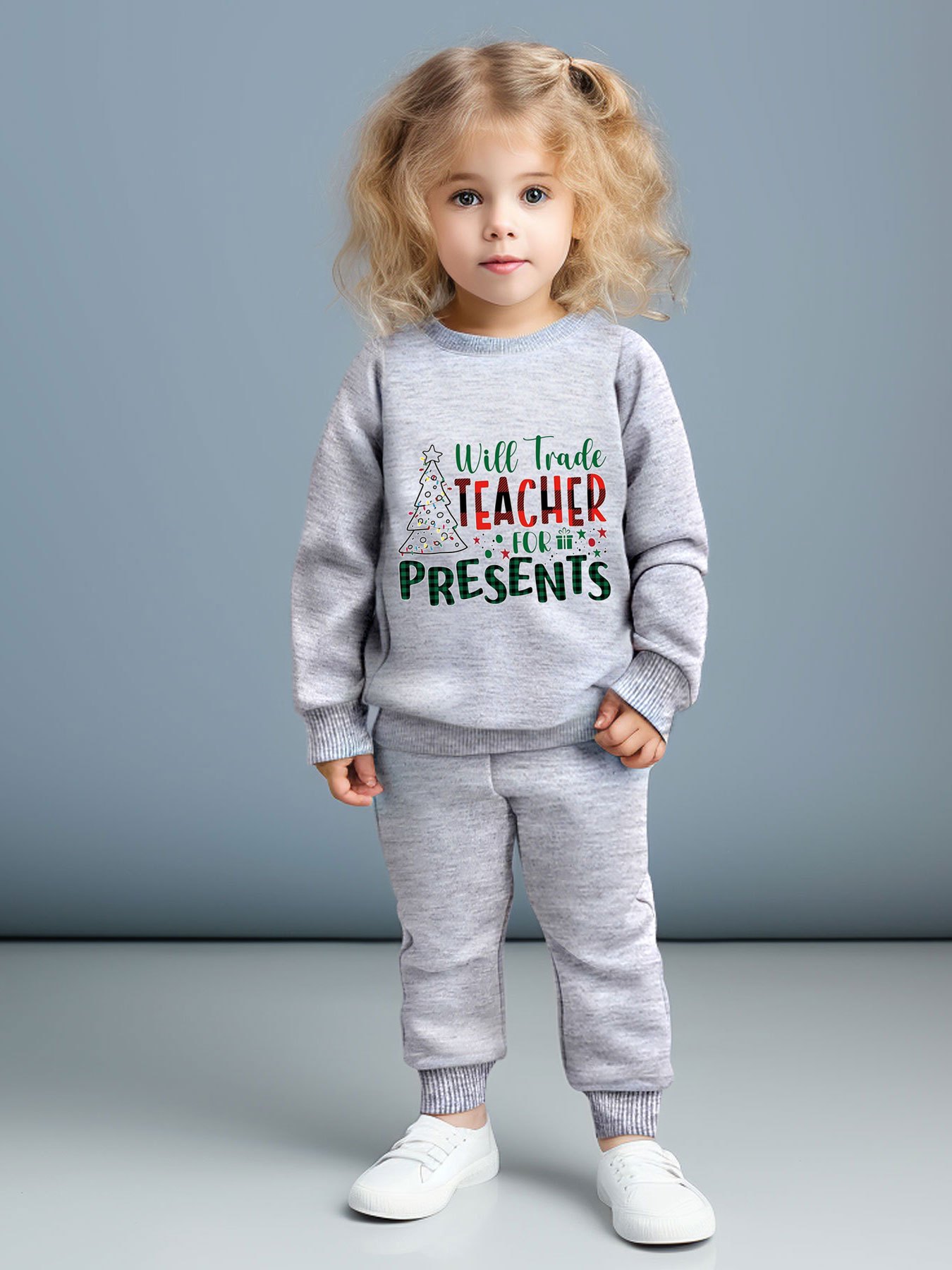 Ropa de Navidad para niños y niñas, ropa deportiva con letras