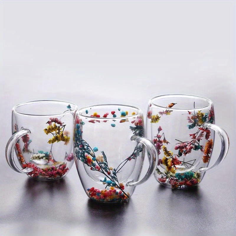 Double Layer Glass Cup With Handle Creative Transparent - Temu