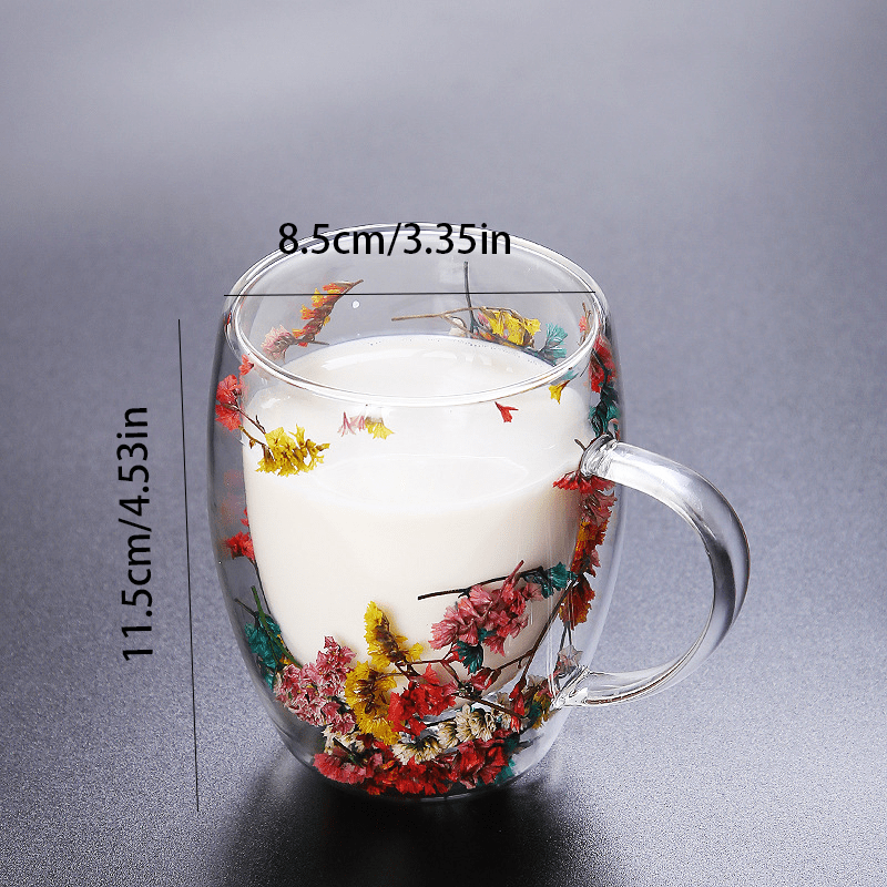 Heat Insulated Conch Flower Glass Coffee Mug Double Walled - Temu