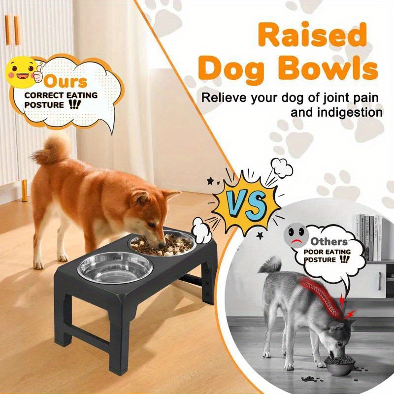 Elevated Food Bowl Set for Growing Puppies, Adjustable Elevated Dog Bowls 2  Sizes, Raised Dog Bowls, Dog Feeding Station 