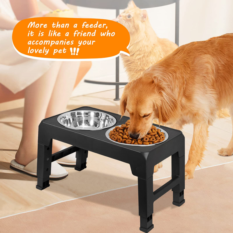 Elevated Dog Feeder Stand With 2 Stainless Steel Bowls, Non-slip 4 Height  Adjustable Dog Feeding Bowls Reduces Neck Strain And Improves Digestion -  Temu