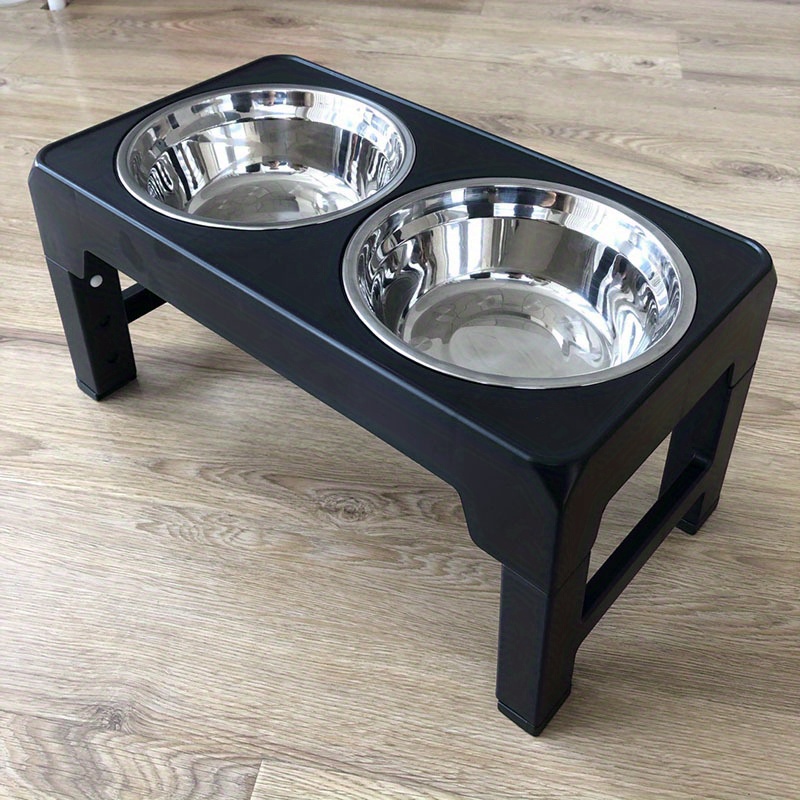 Elevated Dog Feeder Stand With 2 Stainless Steel Bowls, Non-slip 4 Height  Adjustable Dog Feeding Bowls Reduces Neck Strain And Improves Digestion -  Temu