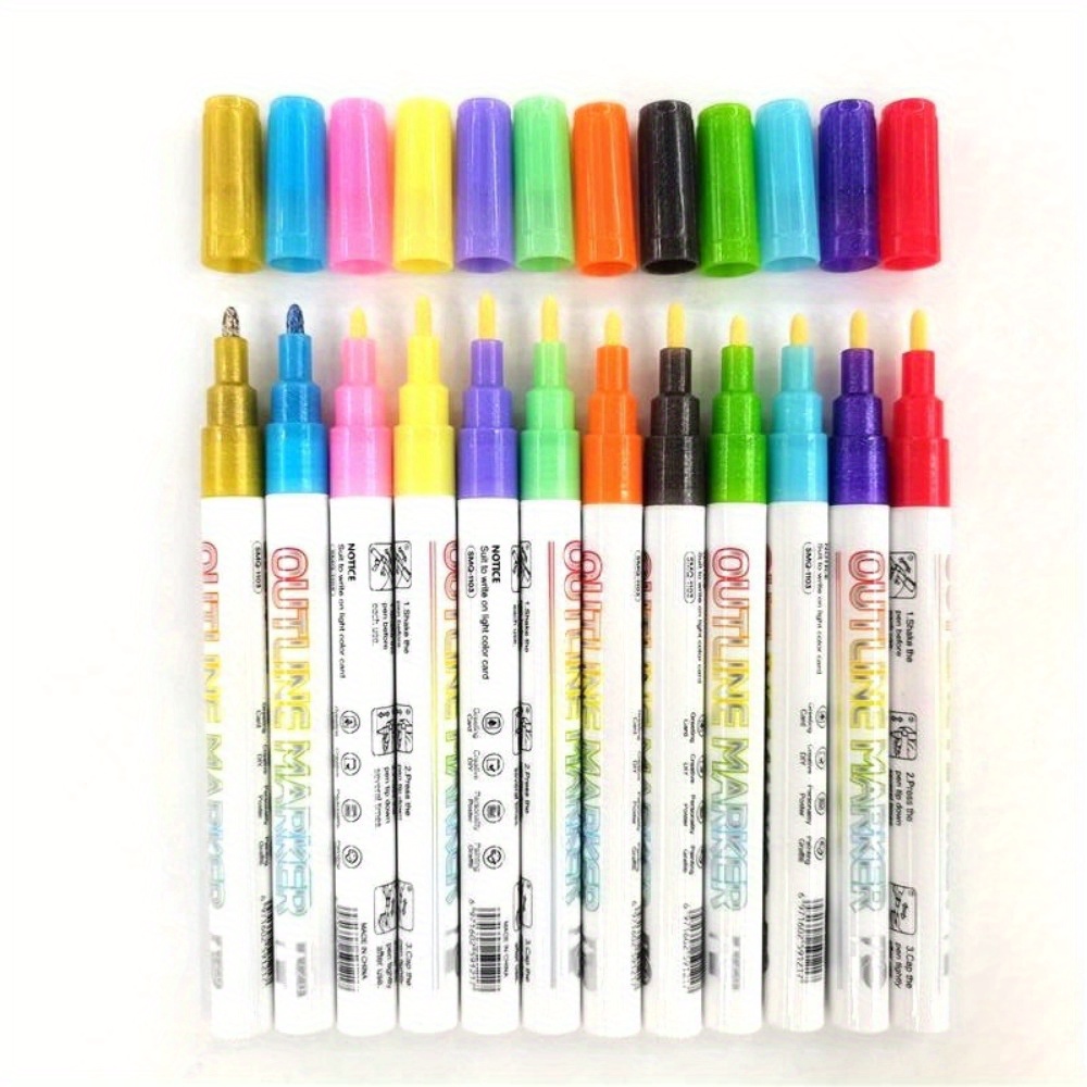 Dreamy Double-line Contour Pens, Outlining Pens, Highlighters