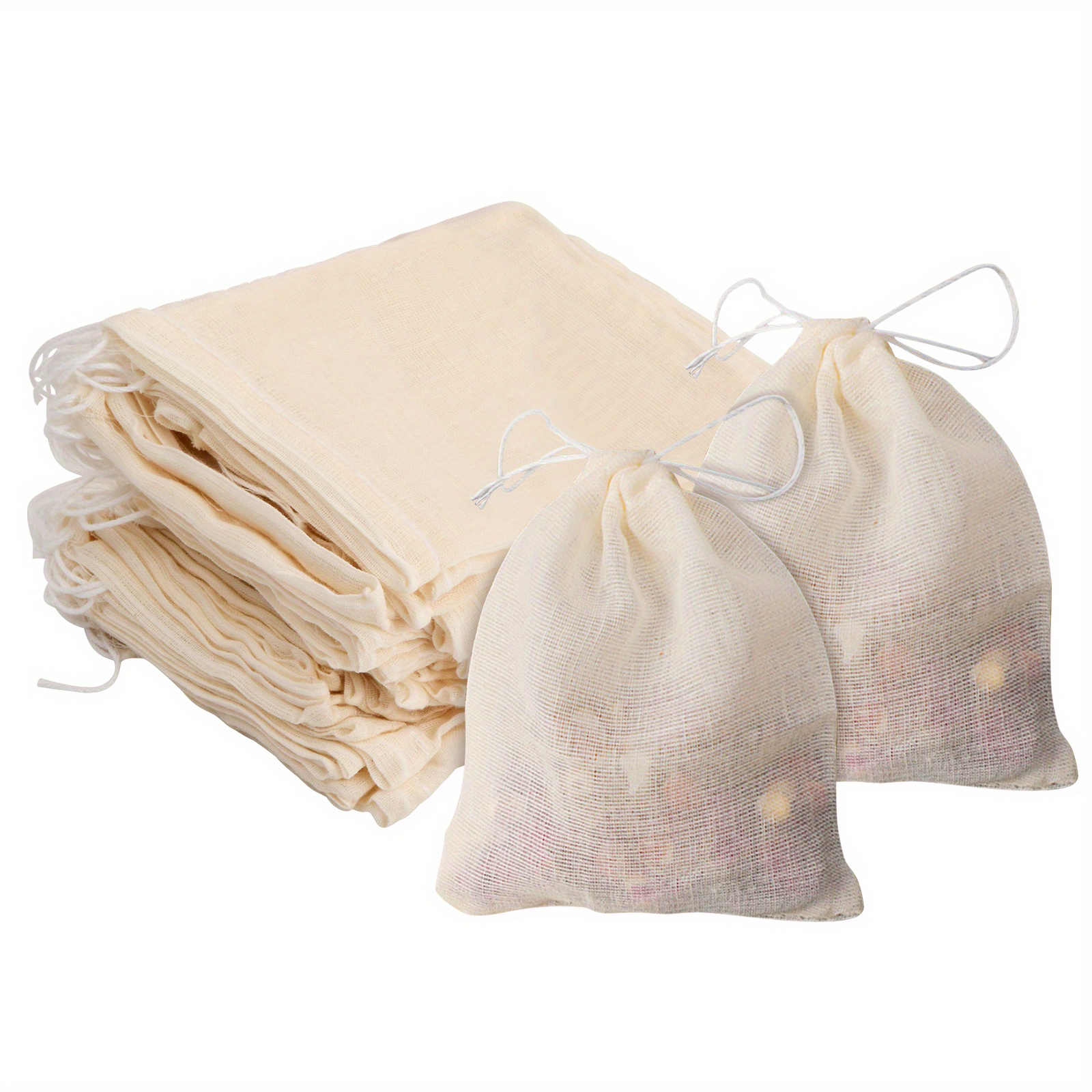  DRQ Cotton Drawstring Bags, EcoFriendly Muslin Bags (5