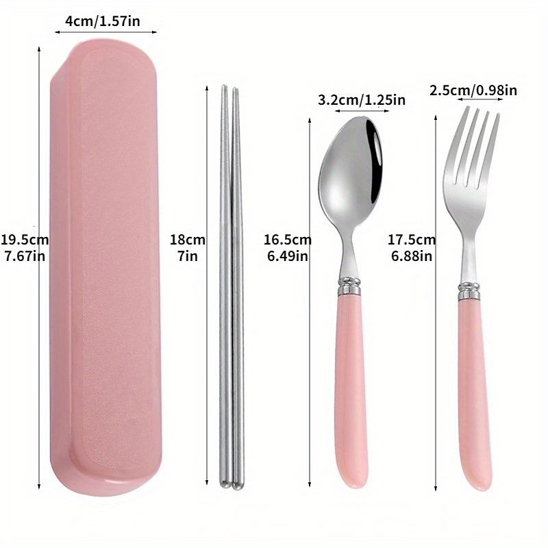 Stainless Steel Travel Cutlery Knife Fork Spoon Chopsticks Lunch