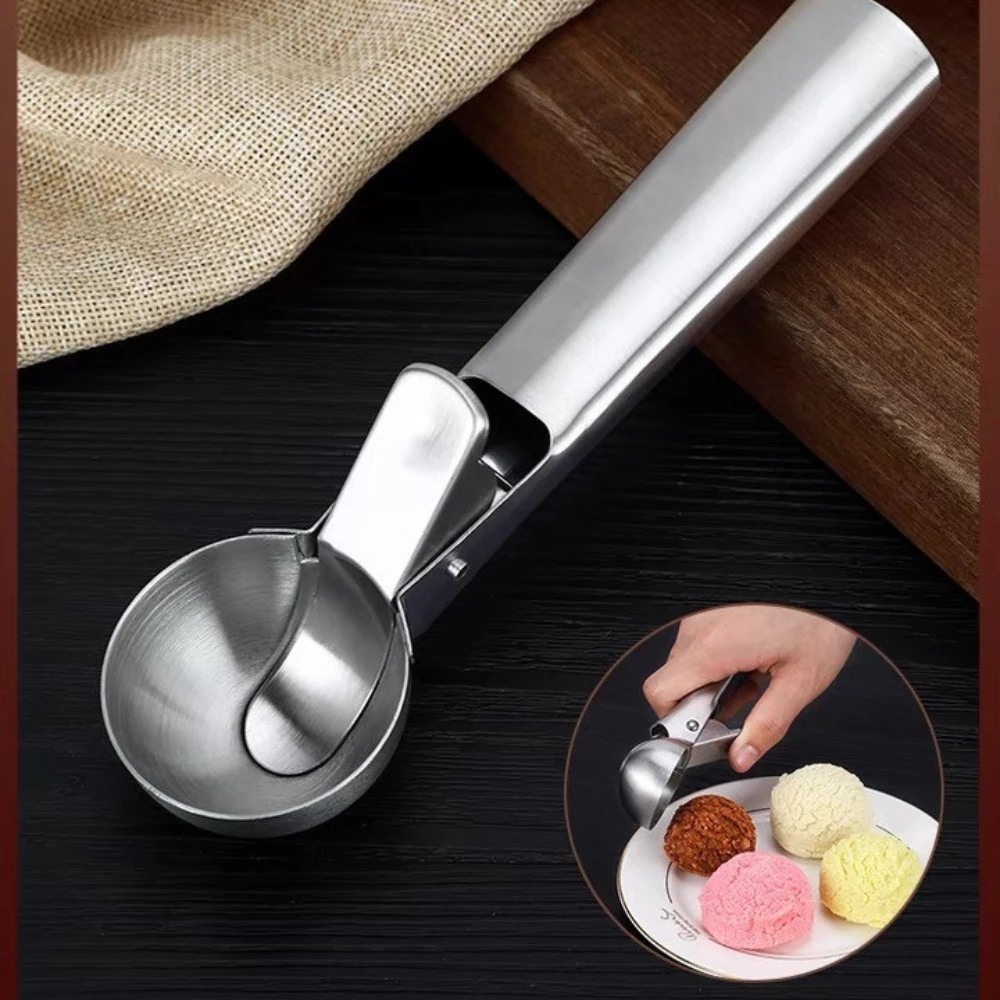 Ice Cream Scooper With Trigger. Stainless Steel Fruit Ice Cream Scoop Spoon
