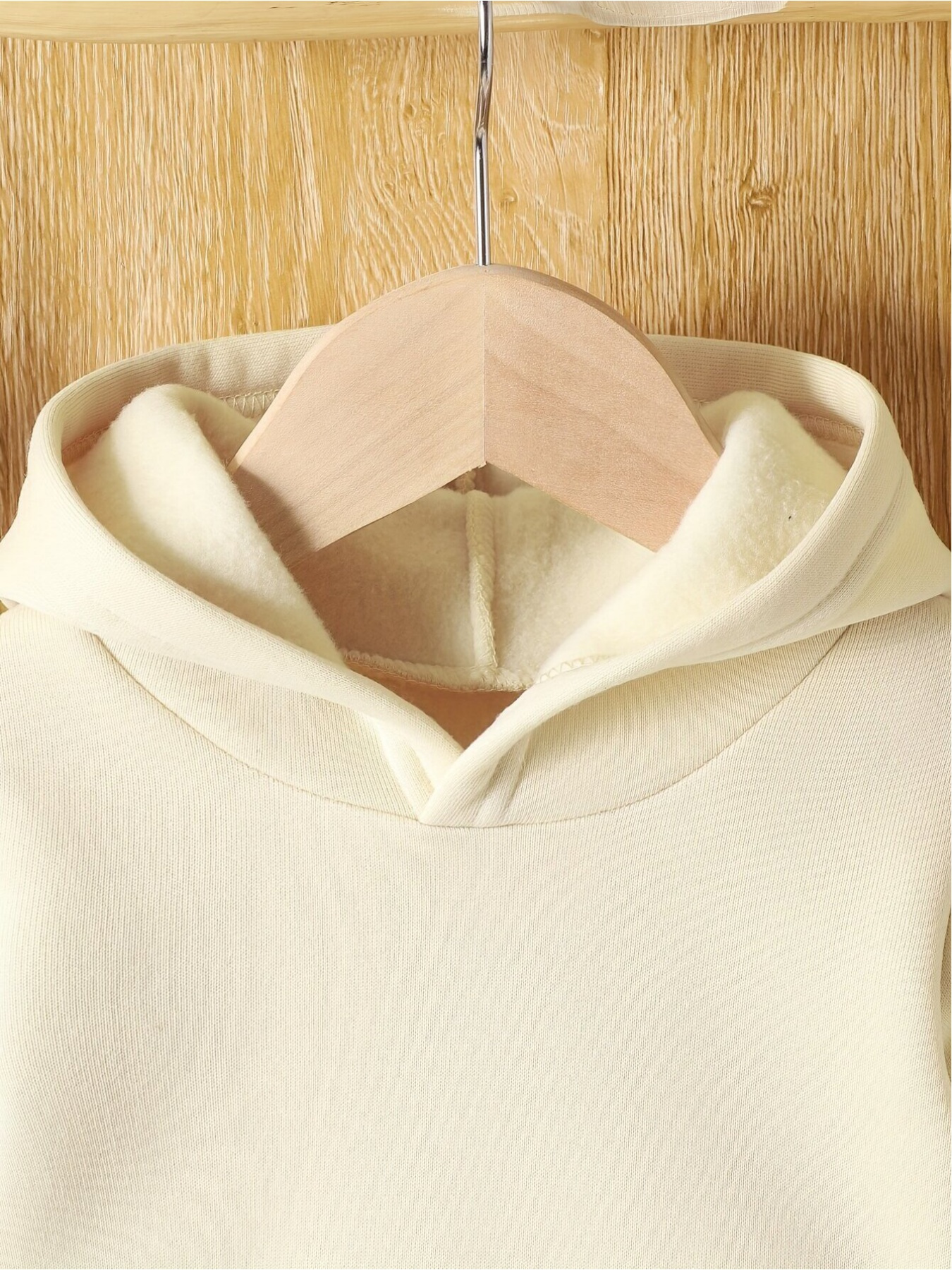 Plain Pullover Hooded Sweatshirt (Sweet Cream)