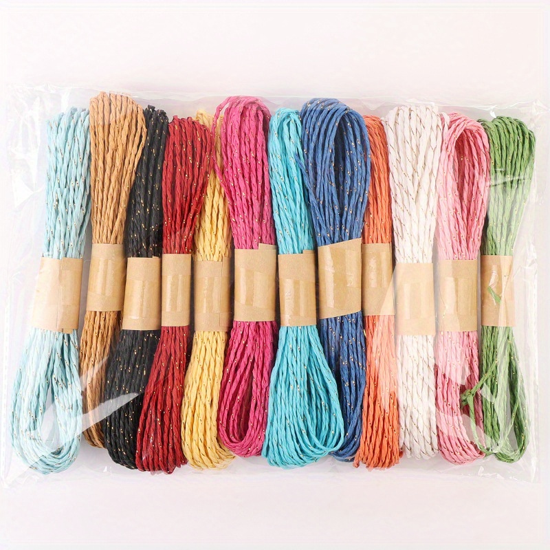 12pcs Colorful Paper String Ribbon Paper Raffia String Craft Cord Rope for  Arts Crafts DIY Gift