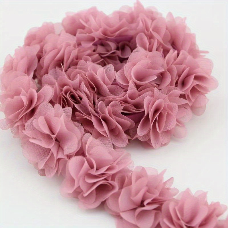 30pcs Lace Ribbon 3d Flower Rose Floral Lace Trim Fabric