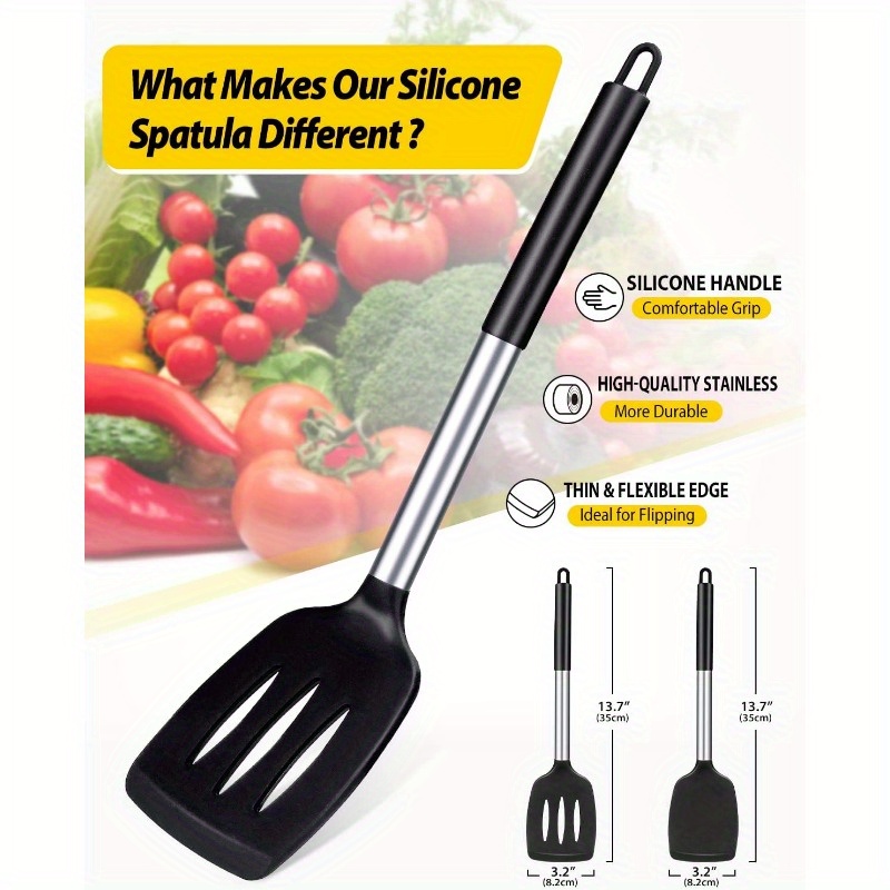 Heat Resistant Silicone Turner Set Nonstick Slotted Spatula - Temu