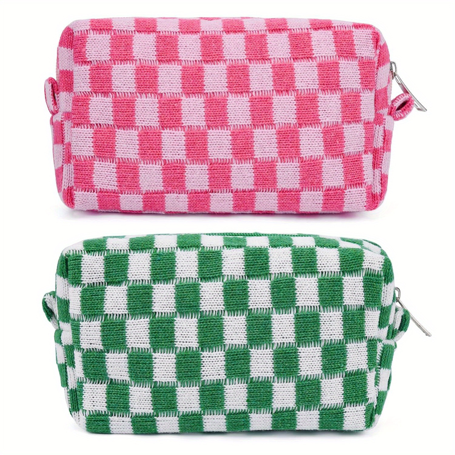 Checkered Pattern Zipper Makeup Bag, Travel Cosmetic Bag, Makeup Brush Holder  Organizer - Temu