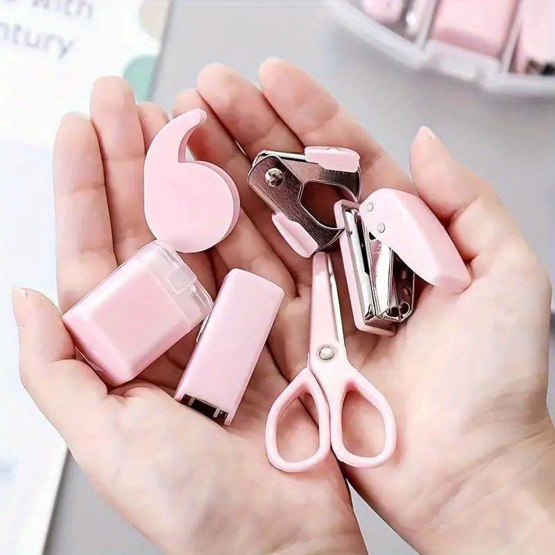 Yizocenguo Mini Office Supply Kits Mini School Supplies – Includes Mini  Stapler,Scissors, Staple Remover, Staples, Tape Dispenser (Pink)