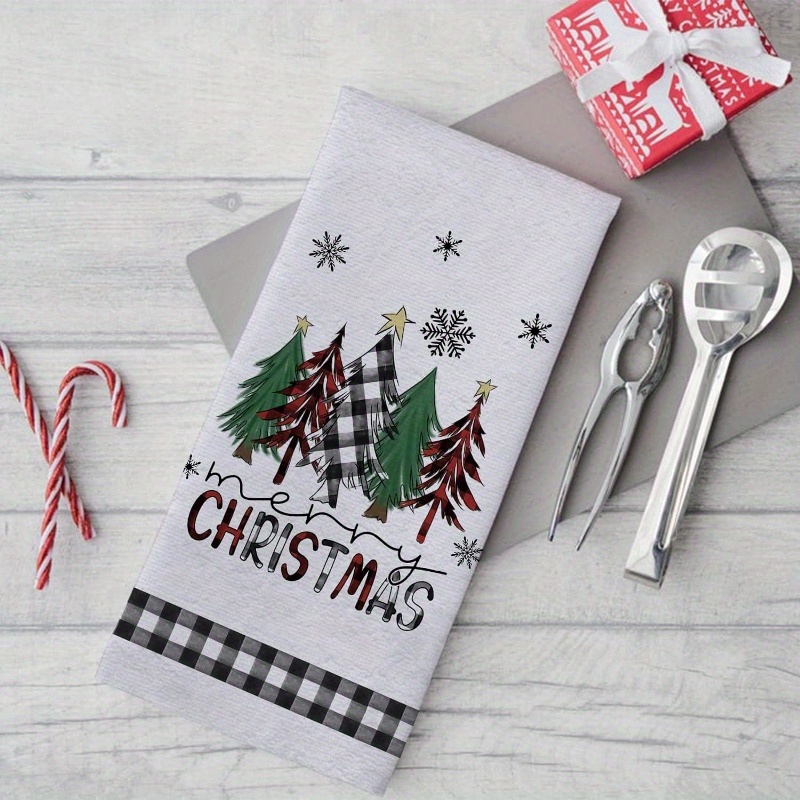 Black White Truck Christmas Trees Kitchen Towels Dish Towels, 18 X 26 Inch  Buffa