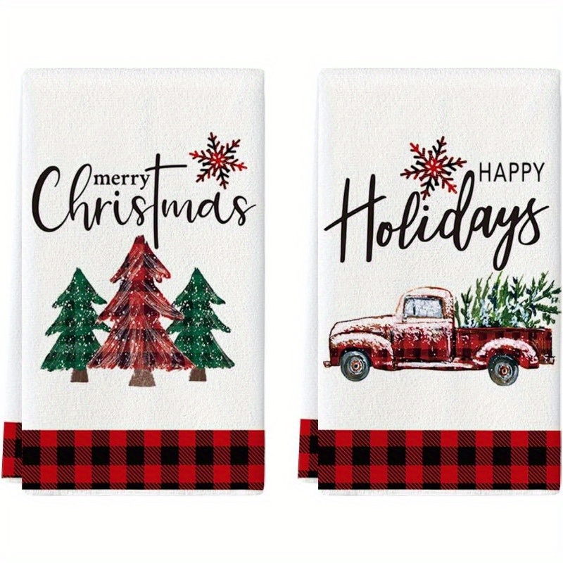 Happy Holidays Christmas Kitchen Tea Towel 