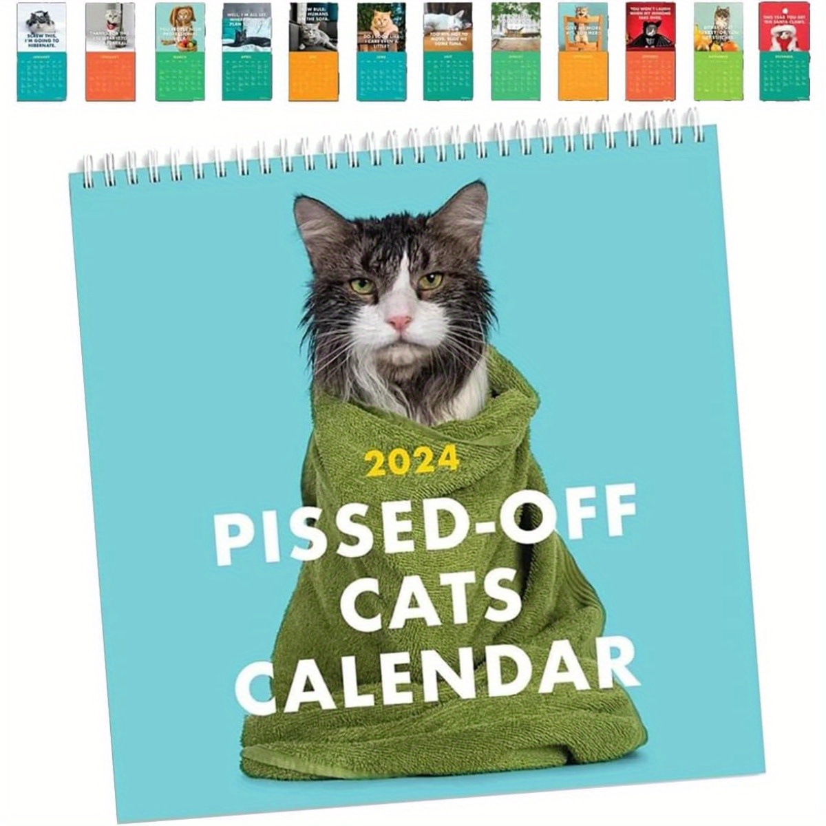 Calendrier 2024 Des Chats Énervés - Cadeau De Vacances Drôle Et Impertinent  Pour Les Amoureux Des Chats - Planificateur De 12 Mois Pour Un Cadeau De