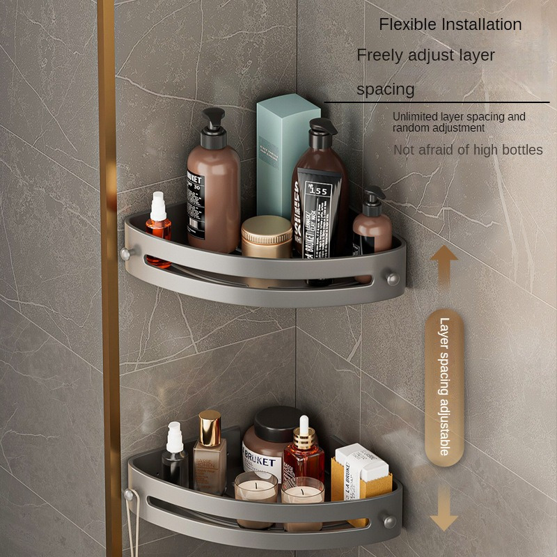 Adjustable Wall-mounted Shower Shelf, Bathroom Kitchen Storage