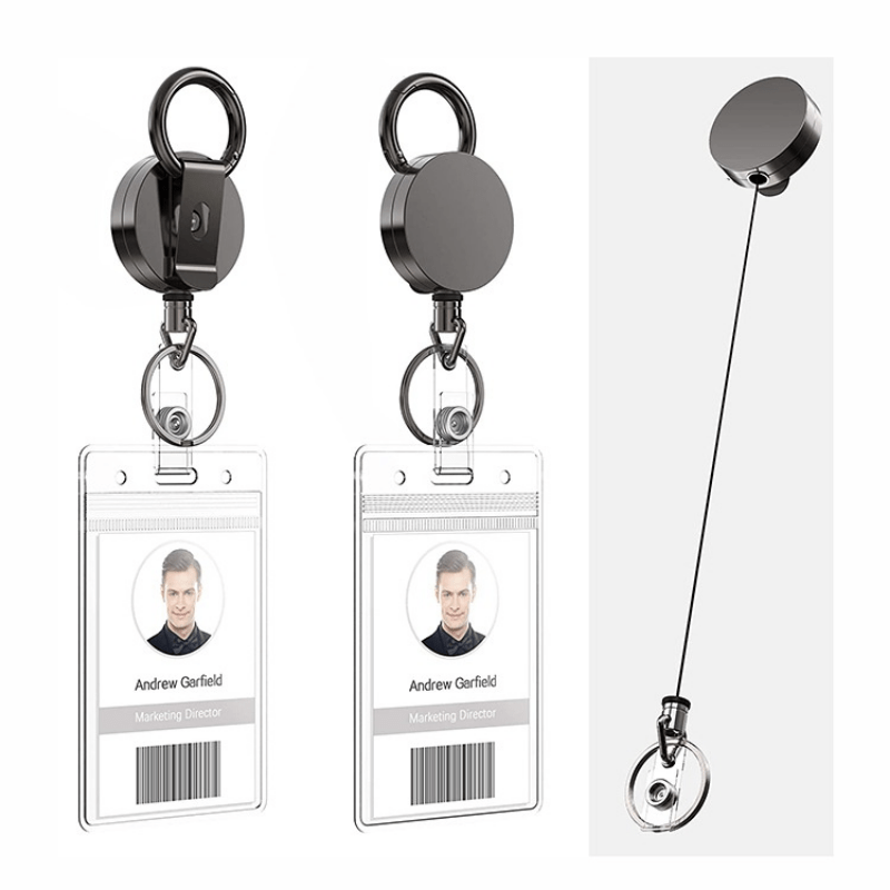 Retractable Id Badge Holder Key Chain Metal Keychain With - Temu