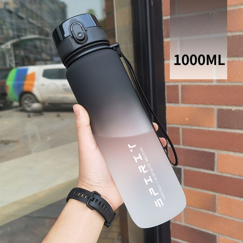 1000ml Sports Water Bottle with Time Scale Outdoor Fitness Travel Portable  Cups