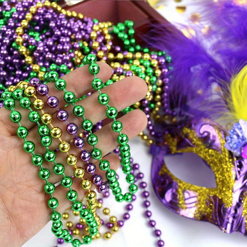 Assorted Colors Mardi Gras Beads Necklaces Plastic Beaded Costume Necklace,  Metallic Bead Necklaces Bulk For Kids Party Decorations - Temu Lithuania