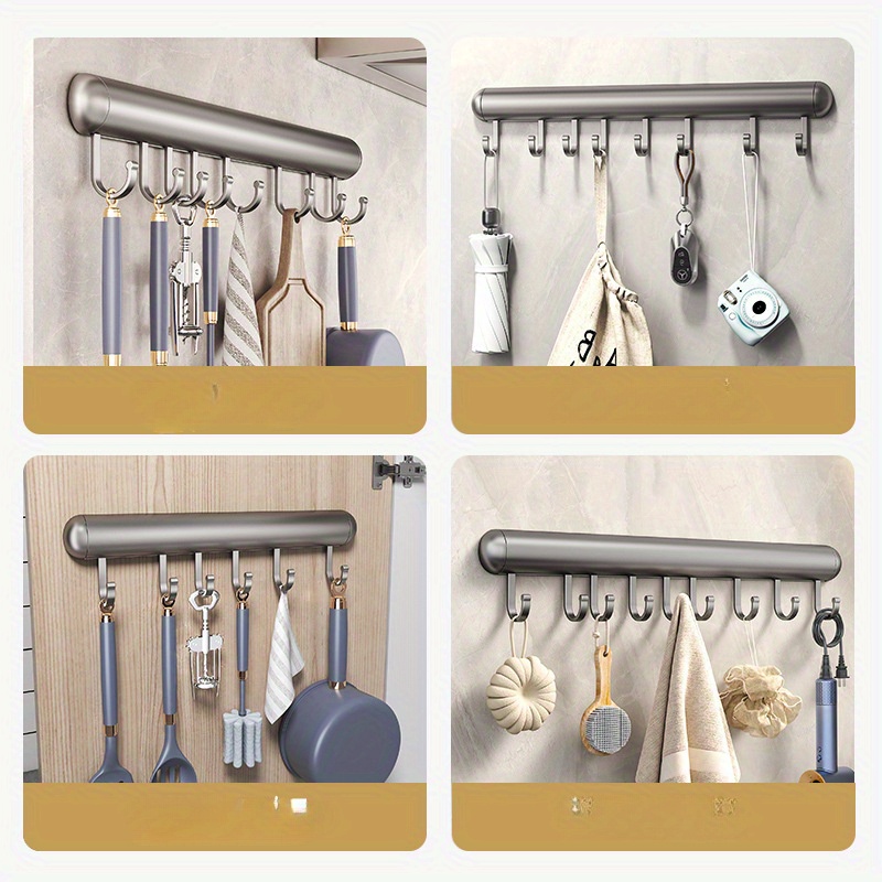 Wall Mounted Kitchen Hook Rack No-Punching Wall Hangers Rail Kitchen  Utensils Rack Spoon Shovel Chopping Board Storage Rack
