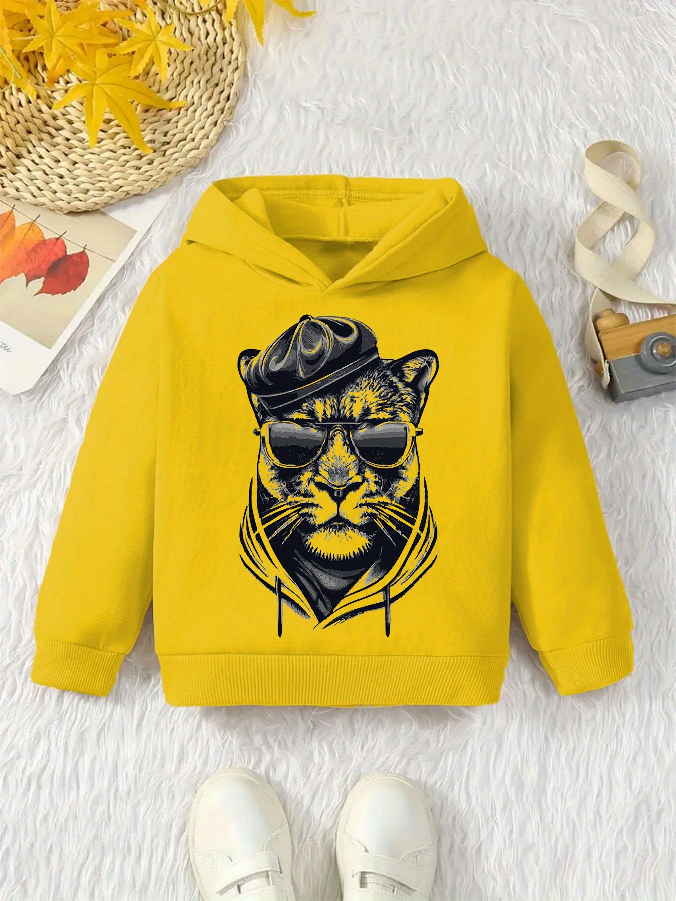 cool animal print boys casual pullover long sleeve hoodies Temu
