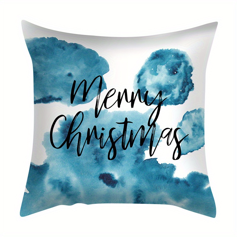 4pcs Blue Christmas Pillow Cases, Farmhouse Christmas Ornaments