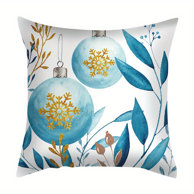 4pcs Blue Christmas Pillow Cases, Farmhouse Christmas Ornaments