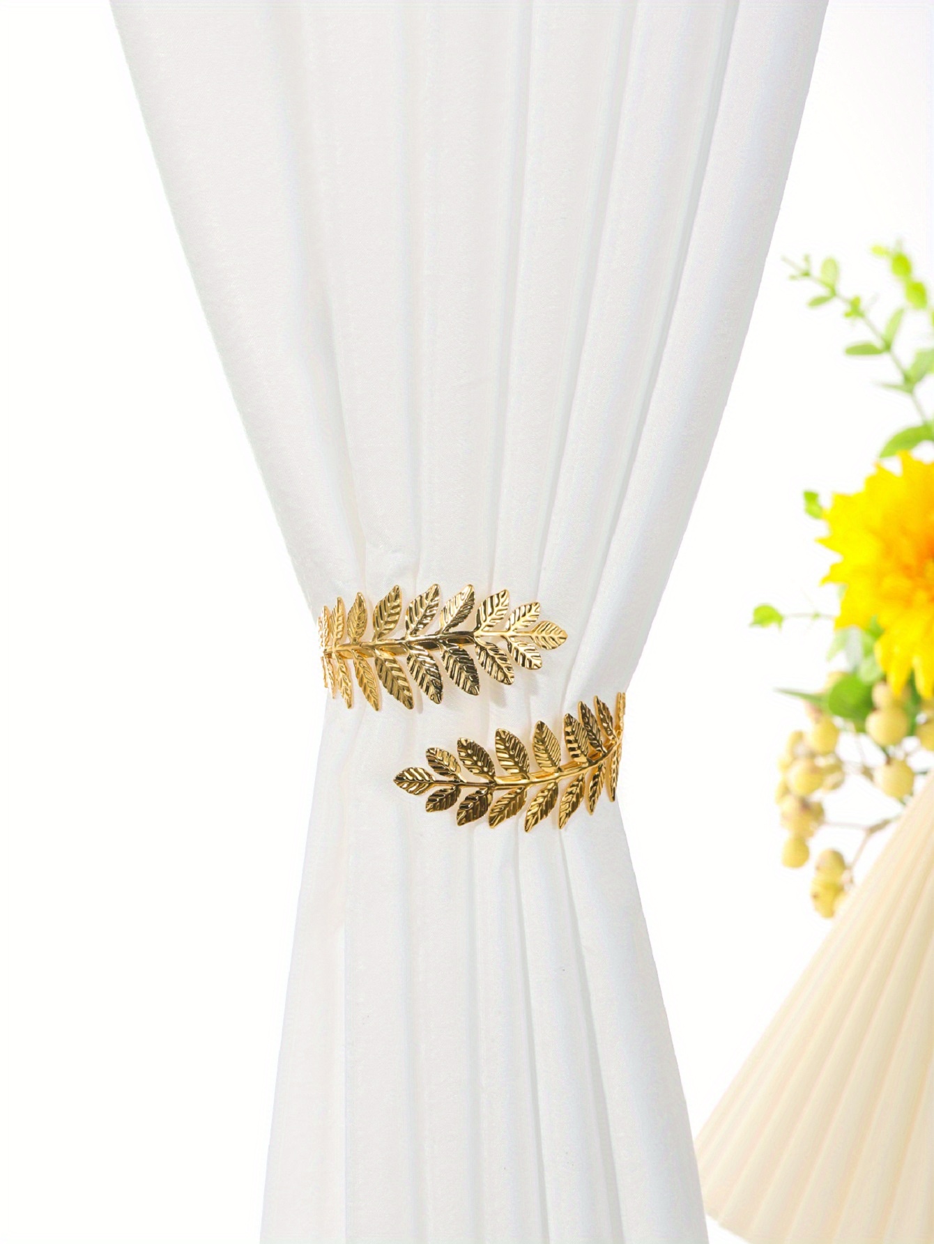 1pc boho curtain tieback decorative golden simple leaf curtain holdbacks for window curtain home decor curtain accessories details 0