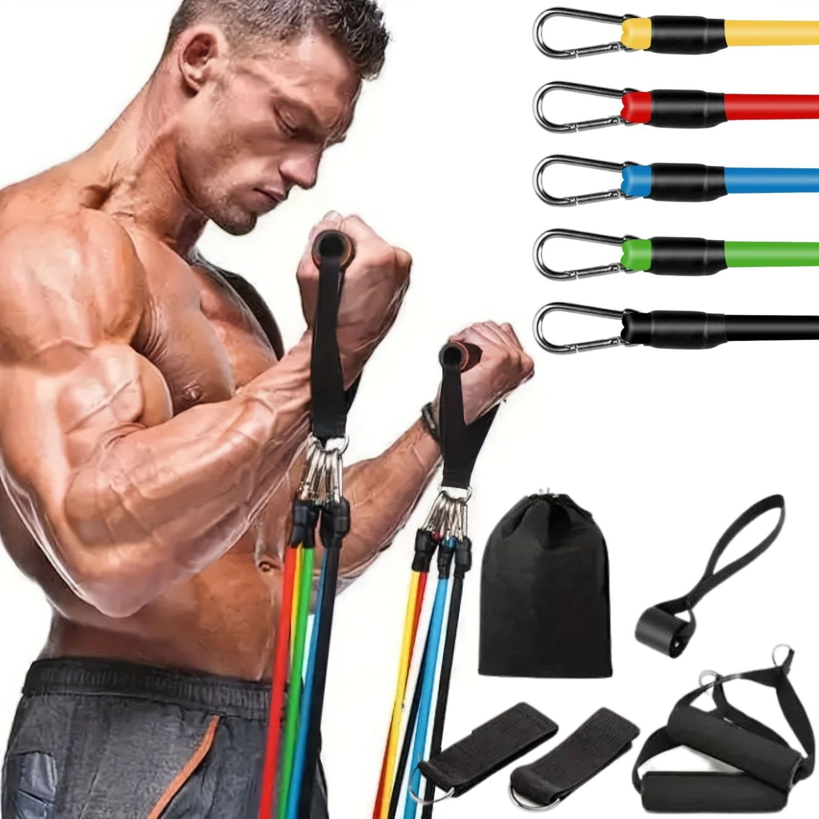 Whatafit Resistance Bands Set, Exercise Bands with Door Anchor, Handles,  Carry Bag, Legs Ankle Straps for Resistance Training, Physical Therapy,  Home