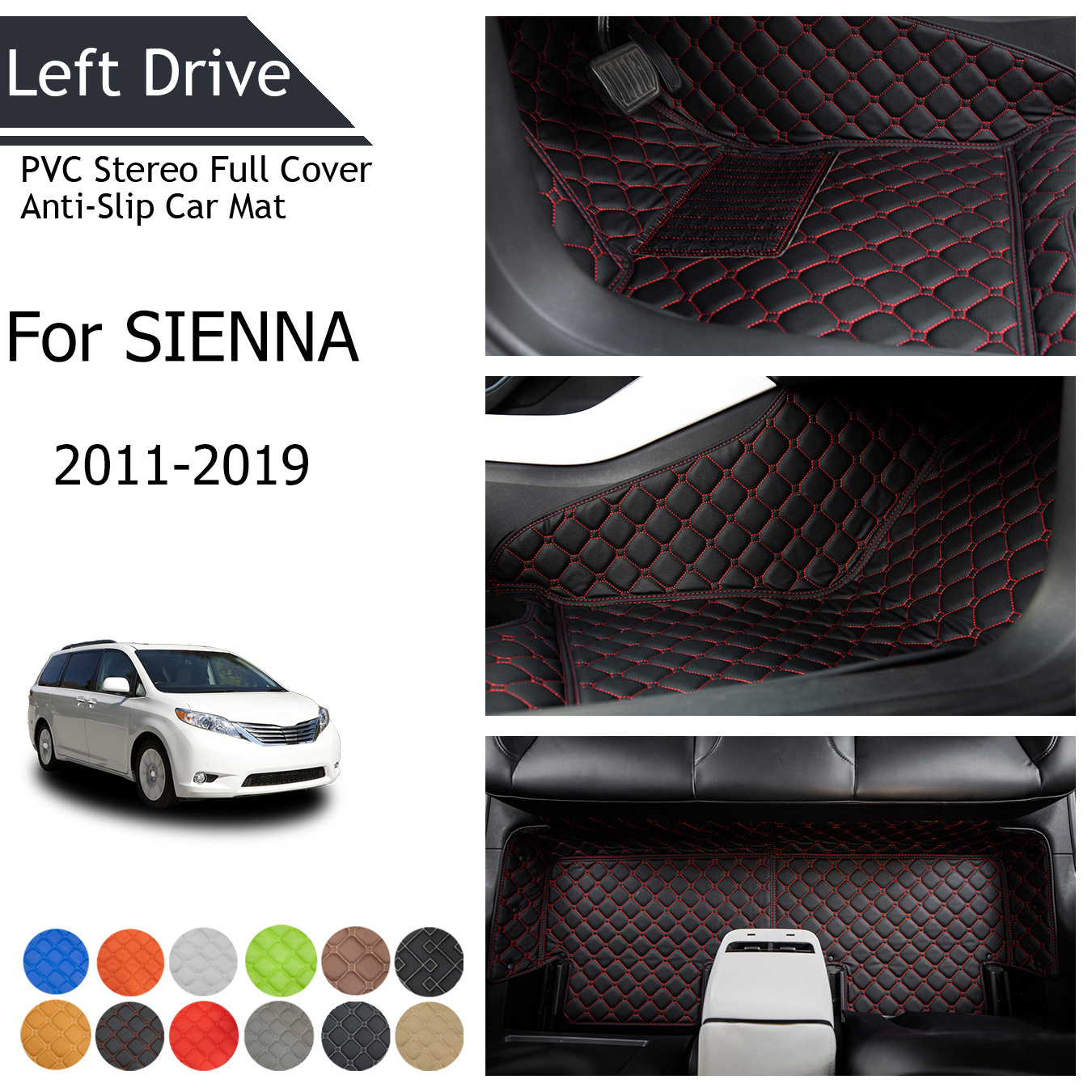

Tegart [lhd] For Sienna (7seats)2011-2019 3 Layer Pvc Stereo Full Cover Anti-slip Car Mat