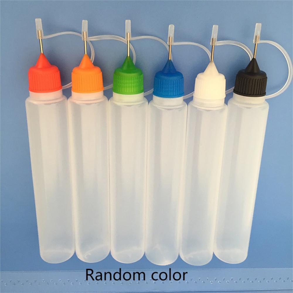 5pcs 30ml Transparent Long Needle Oil Bottles Random Colors Clay Tools