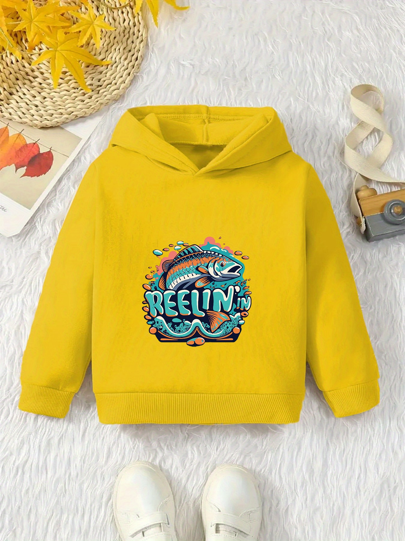 Fishing Print Boys Casual Pullover Long Sleeve Hoodies Boys - Temu Austria