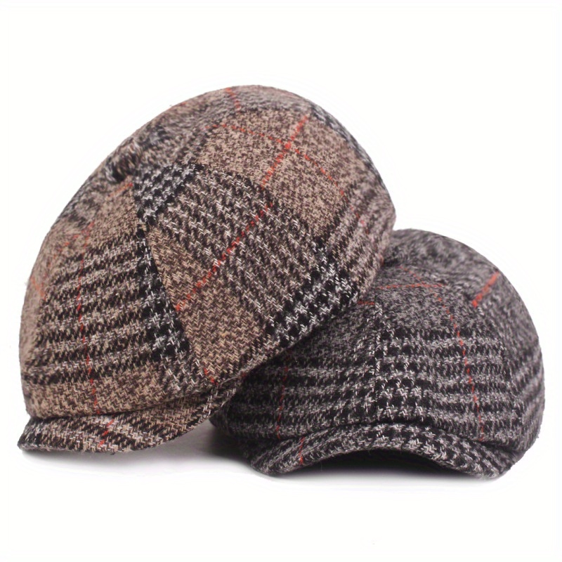 Mens Wool Newsboy Cap 8 Panel Gatsby Beret Hat Men For Winter