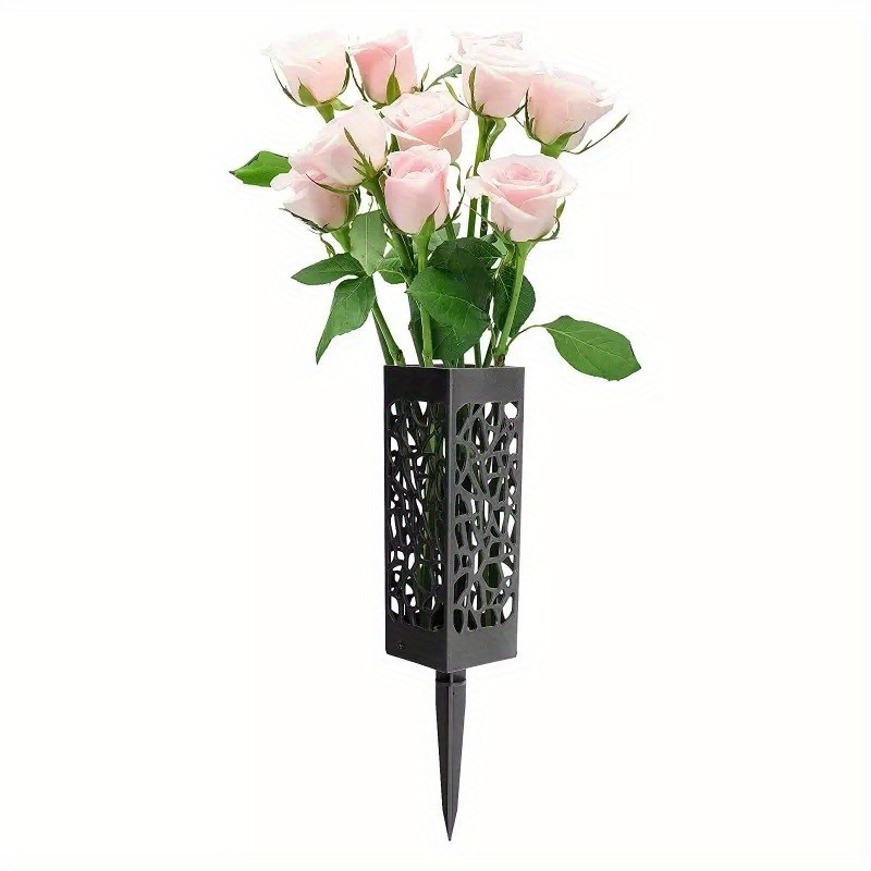 3 Sturdy Cemetery Flower Planter Vase Memorial Flower Holder Ground Vase  Long Stake Grave Sites with Hard Spikes for Garden and Lawn (7 inch White A)