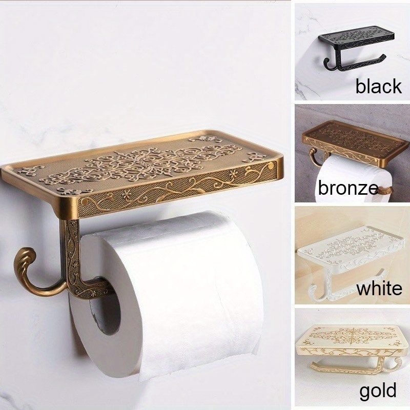 Comprar Soporte de papel higiénico dorado de lujo con estante