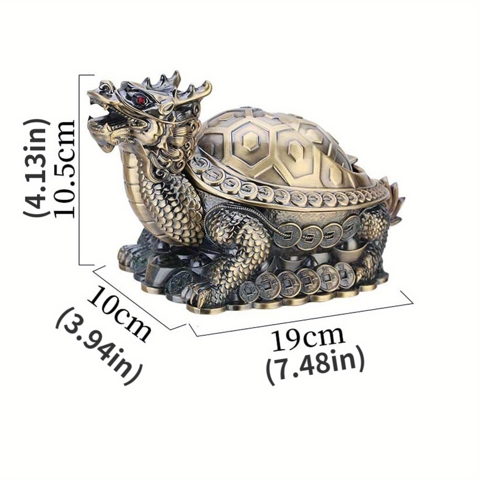 1pc dragon turtle ashtray with cover metal portable cigar ashtray with odor indoor and outdoor stand lucky animal fancy ornaments details 2
