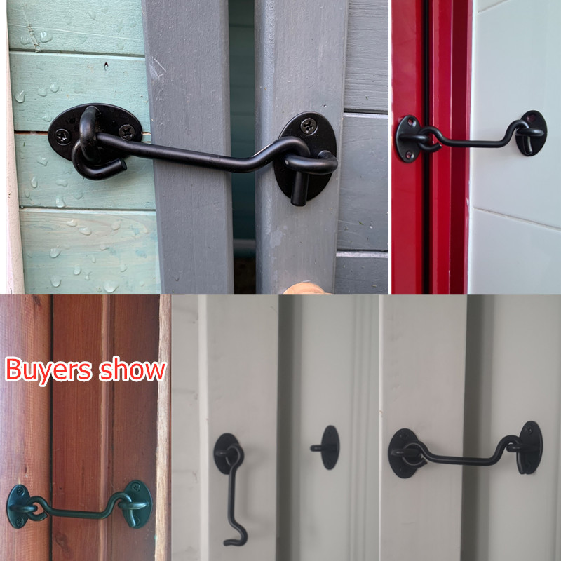 14 Privacy Hook and Eye Latch Lock Barn Door Lock Stainless Steel for Barn  Door Black 2 Pack