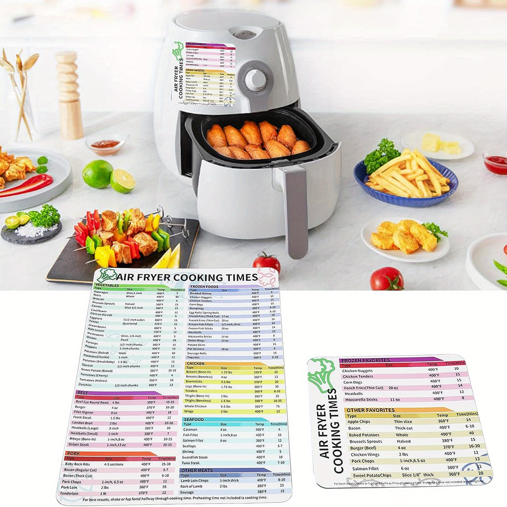 Jeexi Air Fryer Magnetic Cheat Sheet Set, Air Fryer Accessories