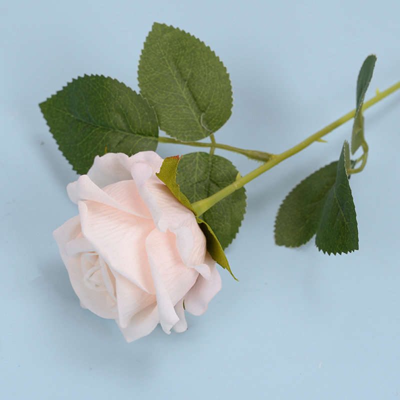 Cream and Pink Artificial Open Rose Stems