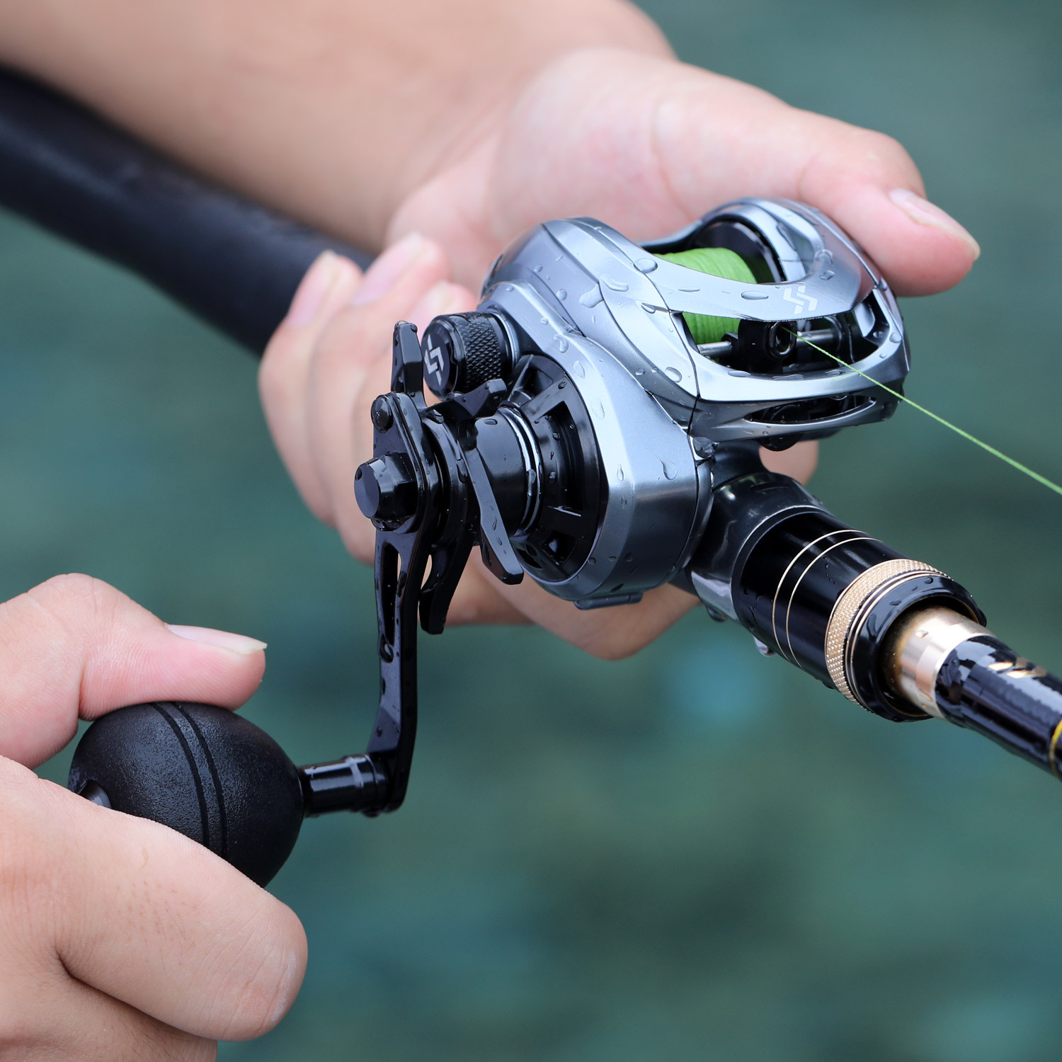 Sougayilang Baitcaster with 9+1 Ball Bearings, Gear Ratio 8.0:1 Magnetic Brake System Baitcasting Fishing Reel, Size: Left, Silver