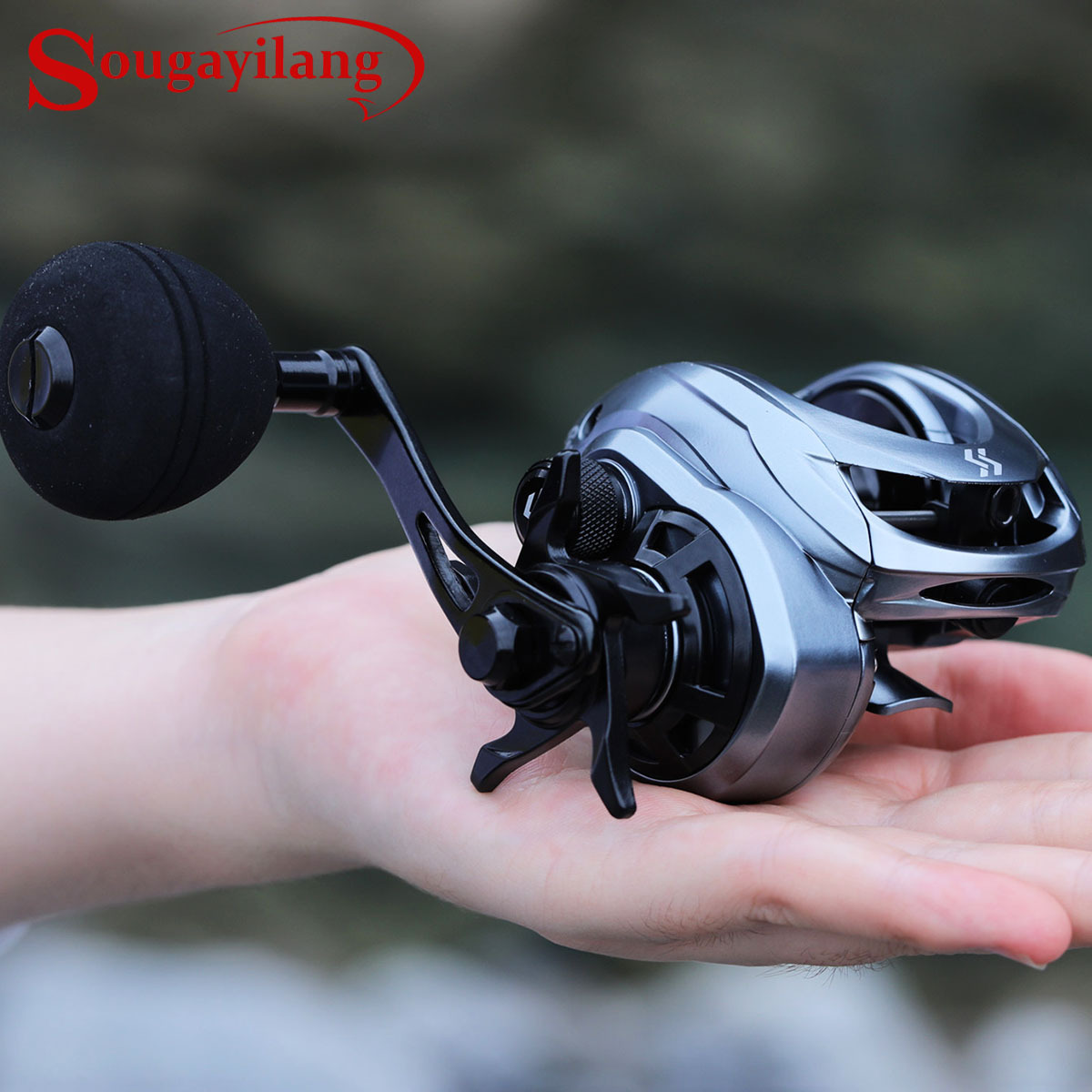 Sougayilang Baitcaster with 9+1 Ball Bearings, Gear Ratio 8.0:1 Magnetic Brake System Baitcasting Fishing Reel, Size: Left, Silver