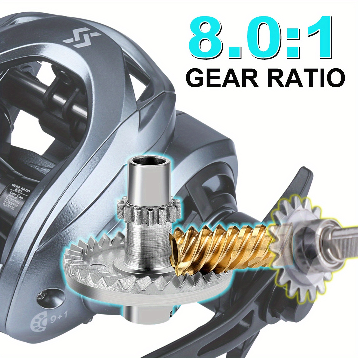 Baitcasting Fishing Reel 8.0:1 Gear Ratio Ultra Smooth 17+1 BB