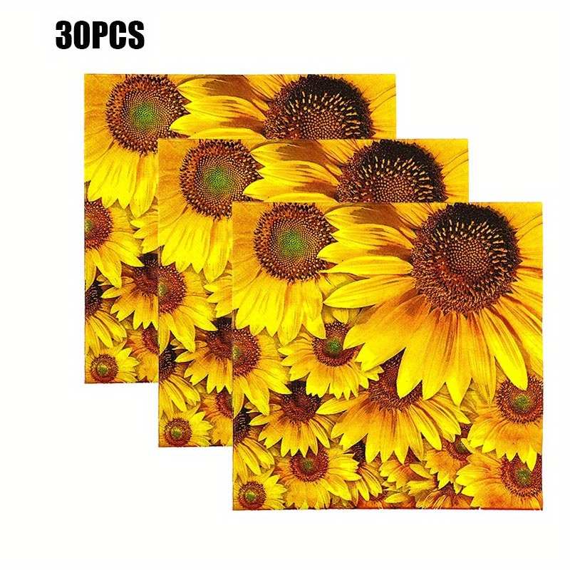 Sunflower Paper Napkins Decorative Floral Napkins For - Temu