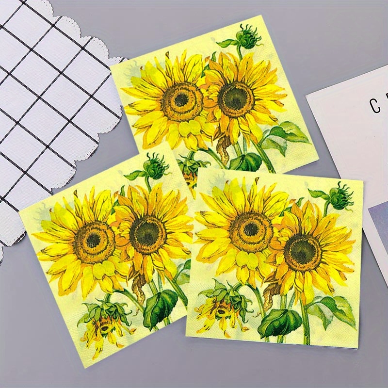 Sunflower Paper Napkins Decorative Floral Napkins For - Temu